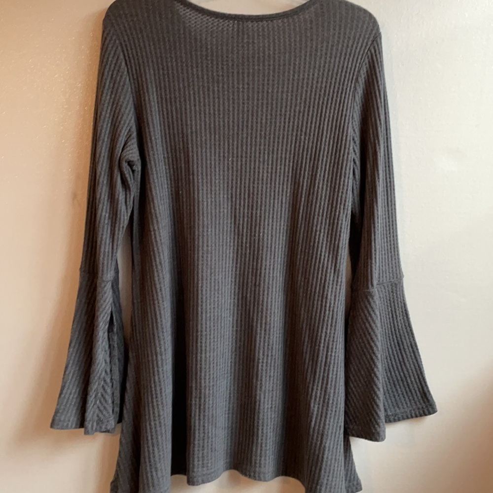 I Love waffle knit bell sleeve tunic top size large - Picture 3 of 7